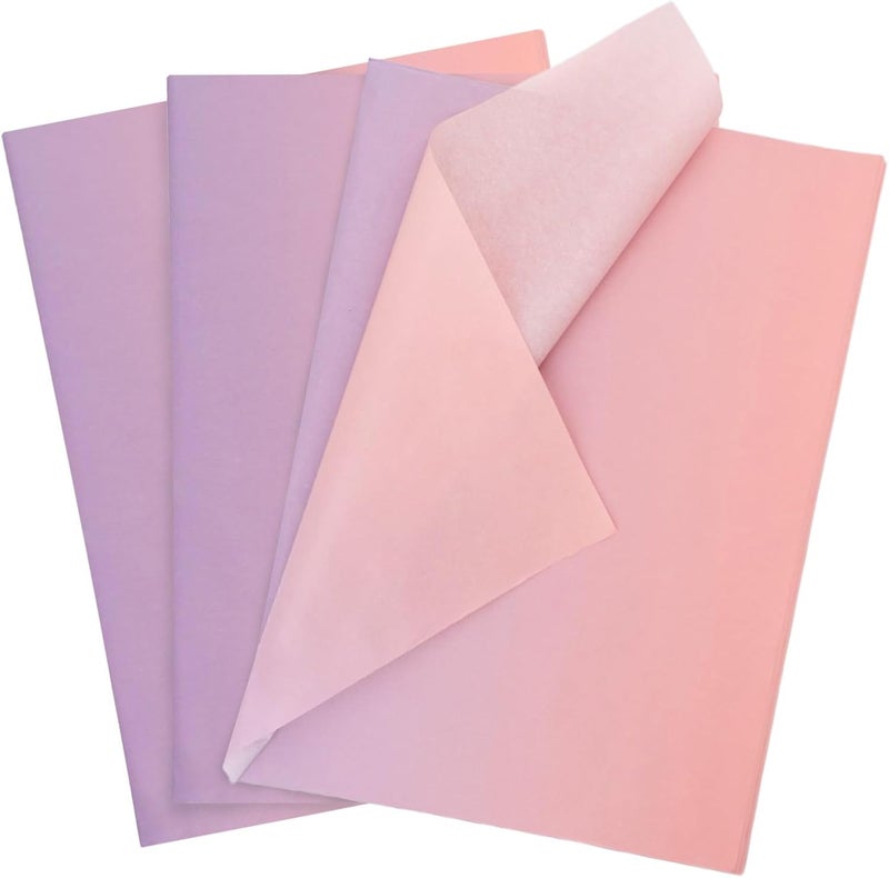 Ethanberg 60 Sheets Gift Wrapping Tissue Paper Bulk, Pink Purple Gradient Tissue Paper for Gift Bags, Decorative Art Papers for DIY Crafts Wedding Birthday Baby Showers Holiday Party Decor, 20x14 Inches - Image 1